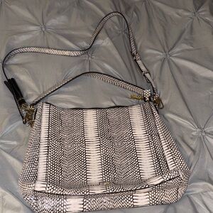 ANTONIO MELANI Black and White Textured Shoulder Bag